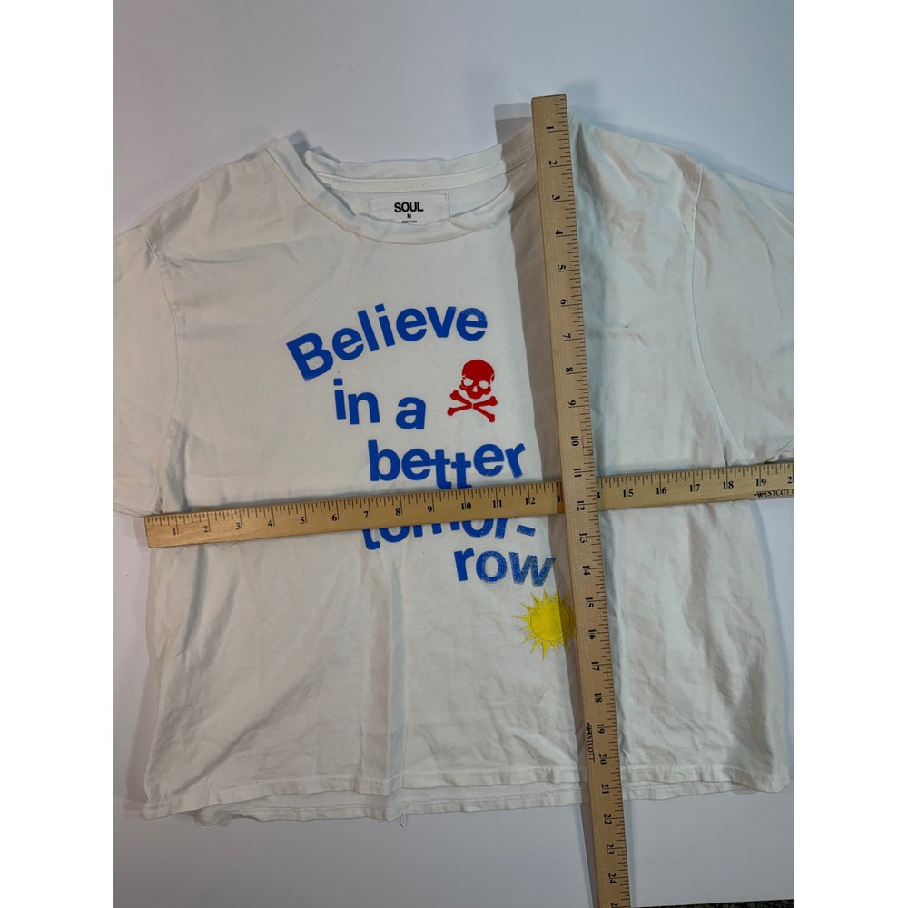 Soul Cycle Believe In A Better Tomorrow Graphic T-Shirt White Mens Medium USA - Picture 4 of 4